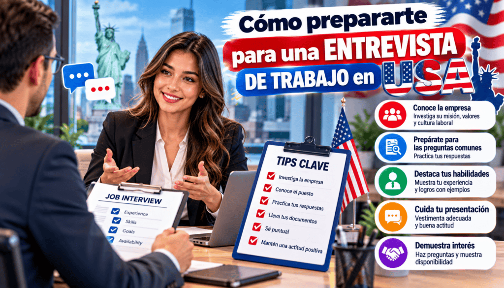 Cómo prepararte para una entrevista de trabajo en USA